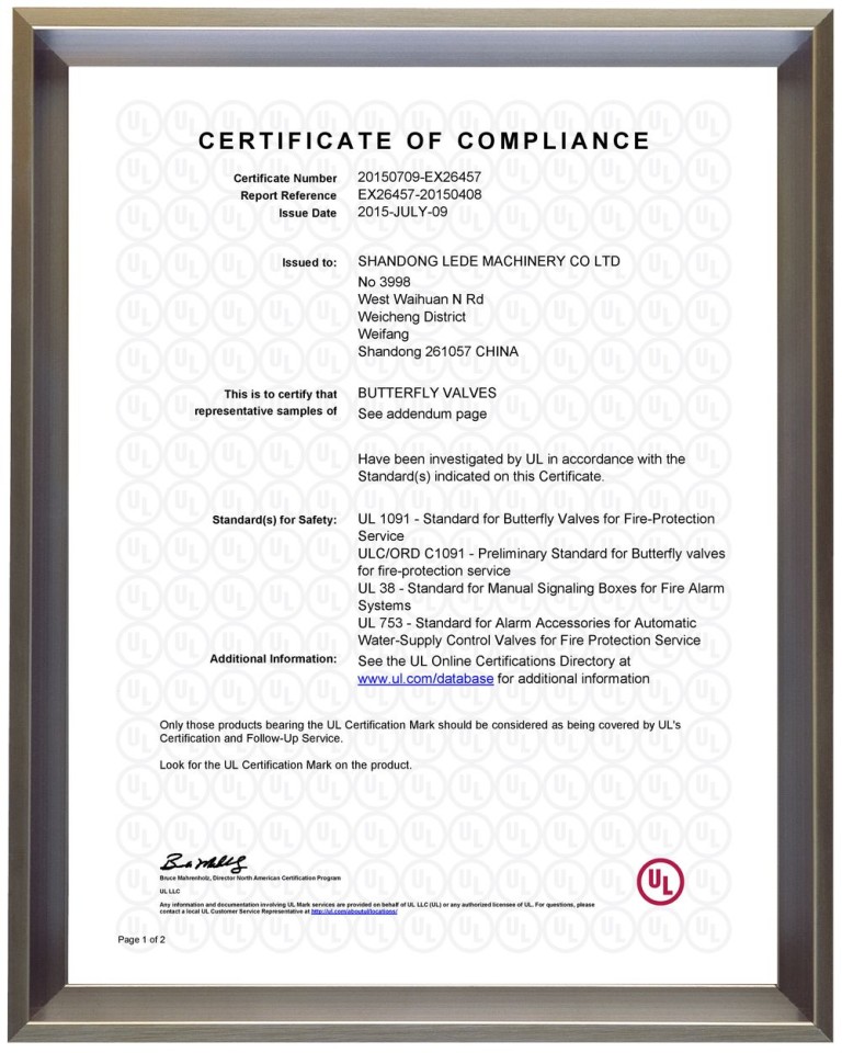 UL Certificates – LEDEGROUP